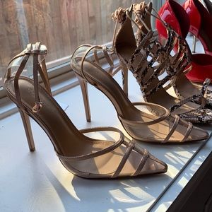 NEVER WORN! Clear Toed Pumps with Ankle Straps.